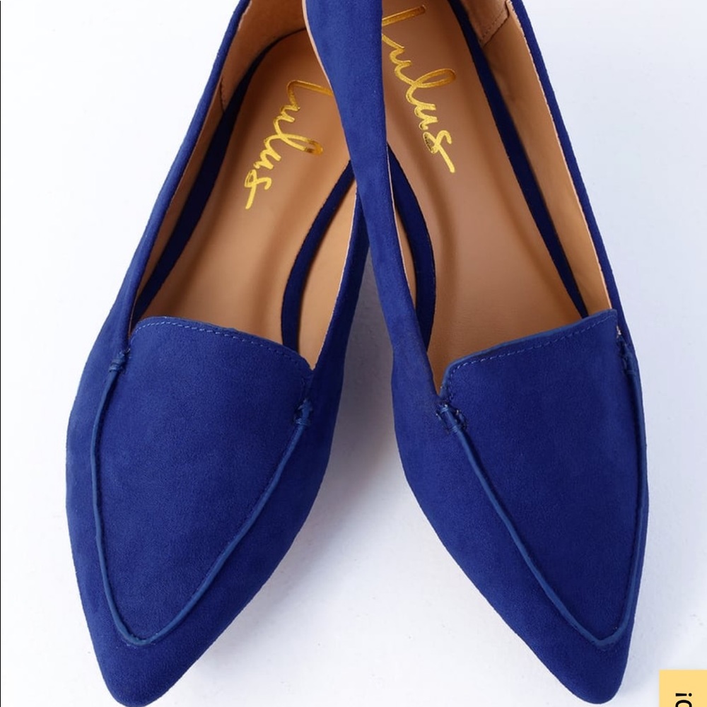 Lulus Emmy Blue Suede Pointed Loafers work shoes
